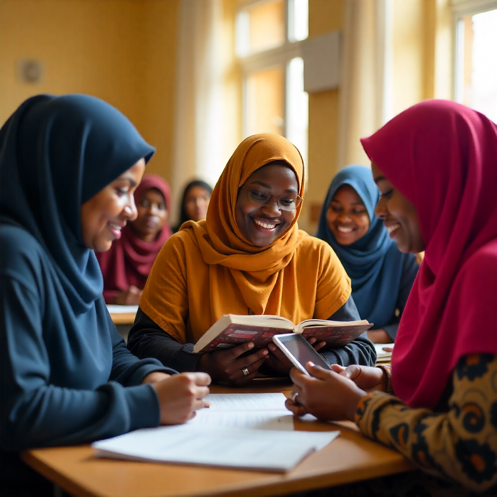 nigerian muslim women in colorful hijabs attending 42852