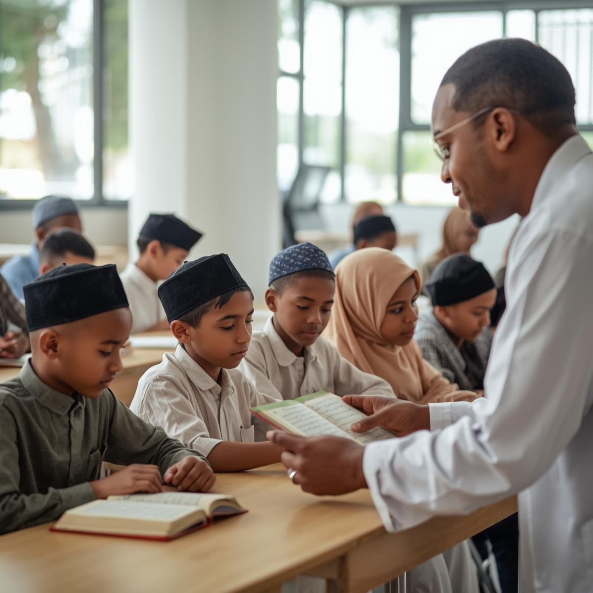 Young Nigerian muslim children learning the Qu'aran